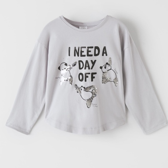 ZARA Sequin Pet Shirt - Picture 1 of 4